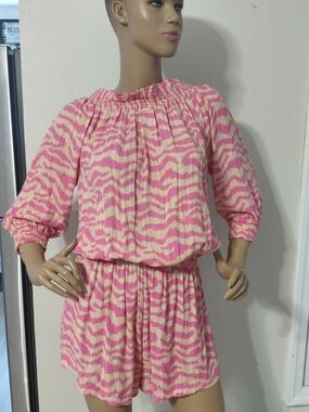 Pink and Cream Zebra Print Romper